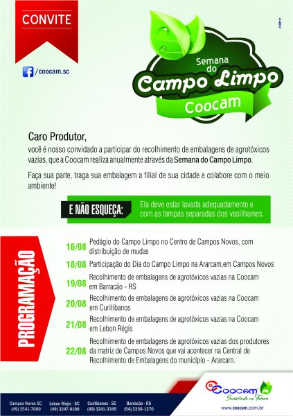 Semana do Campo Limpo da Coocam já tem programação completa