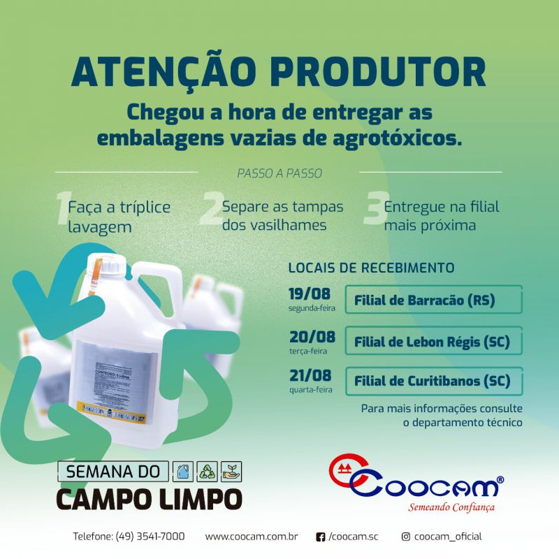 Semana do Campo Limpo Coocam inicia na segunda-feira