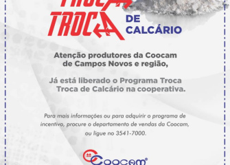 Já está liberado o Programa Troca Troca de Calcário na Coocam